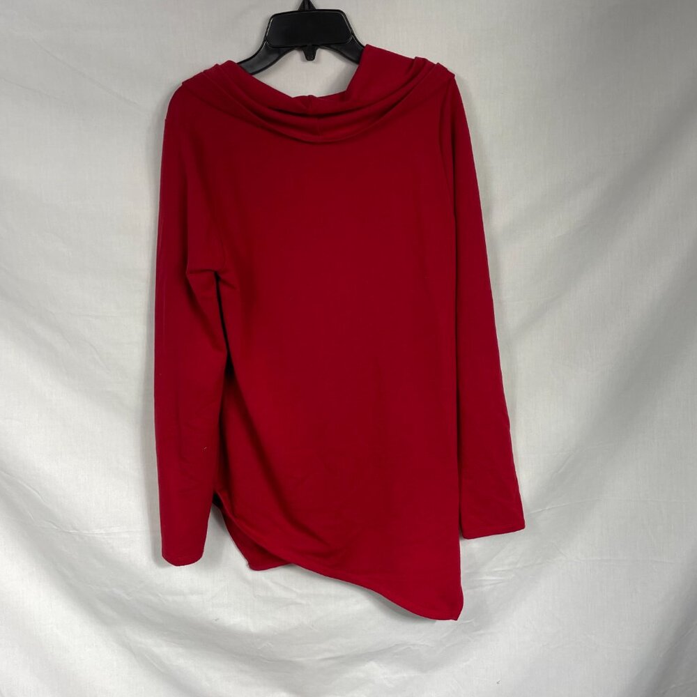 JEANNE PIERRE Women's Red Asymmetric Long-sleeve Sweater With Cowl Neck Size S - Picture 8 of 11